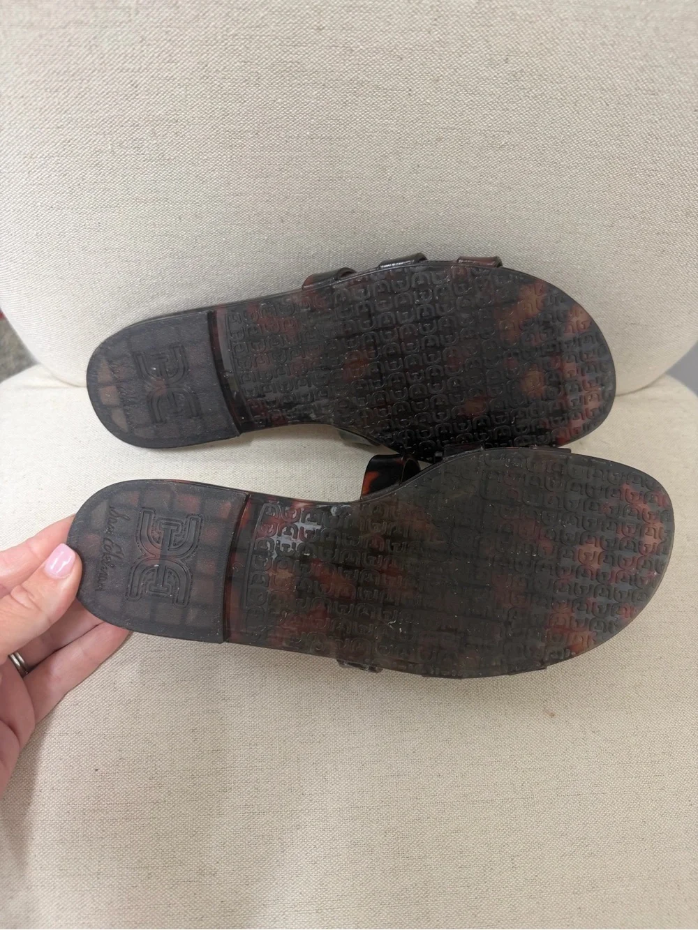 Sam Edelman Tortoise Jelly Slide Sandals - Brown & Black